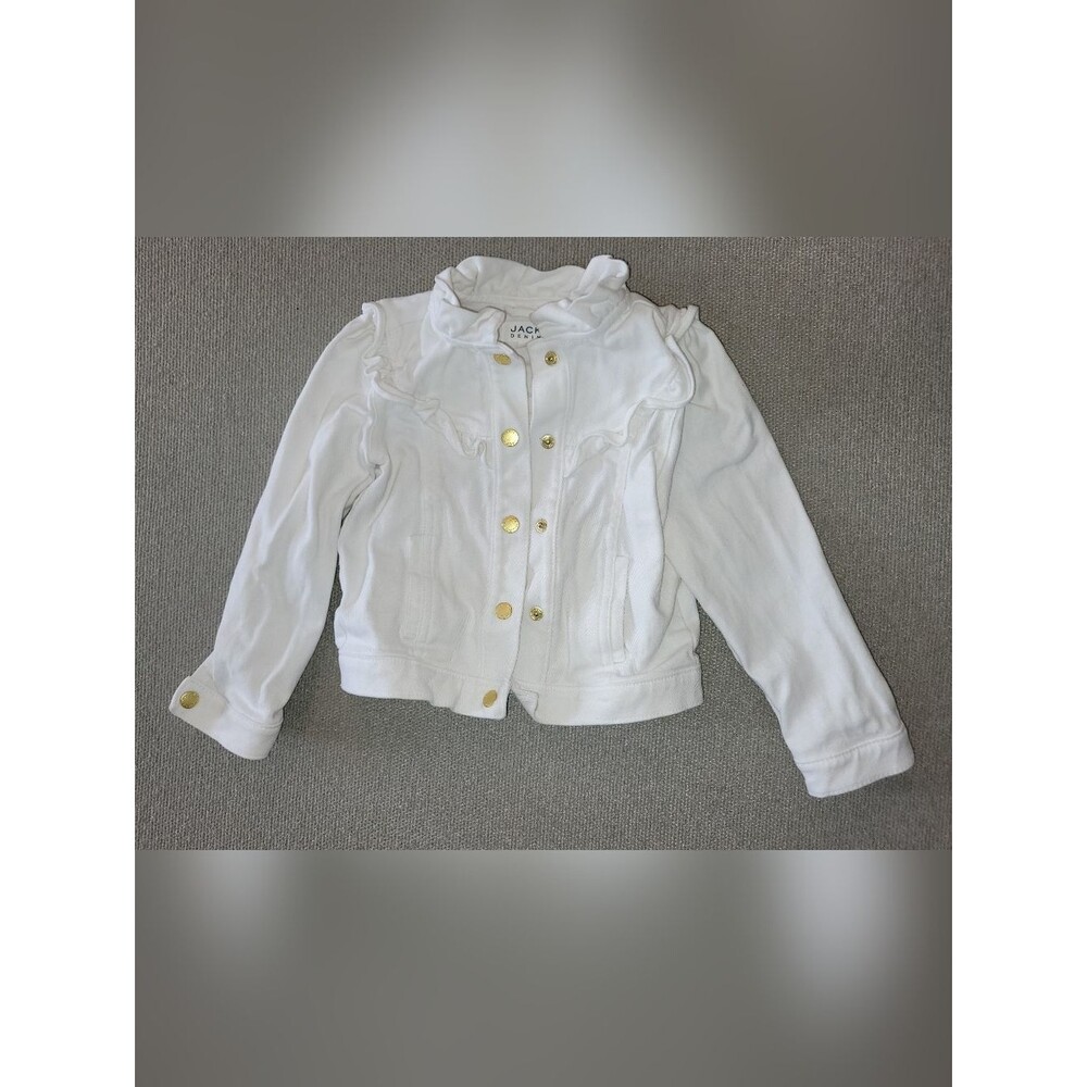 Janie and Jack Size 3 To 4 White Denim Ruffle Jean Jacket